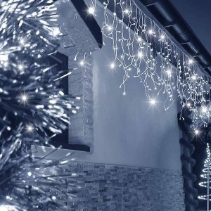 Springos Kurtyna świetlna 500 led girlanda, lampki wewnętrzno-zewnętrzne sople biały zimny + flash UNIWERSALNY 9
