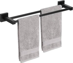 Springos Wieszak łazienkowy na ręczniki ścienny aluminiowy czarny UNIWERSALNY 1