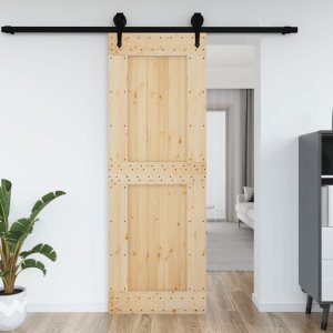 vidaXL Drzwi, 80x210 cm, lite drewno sosnowe 1
