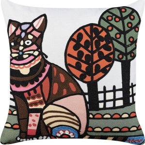 Beliani 2 bawełniane poduszki dekoracyjne z motywem kota 50 x 50 cm wielokolorowe MEHSANA 3