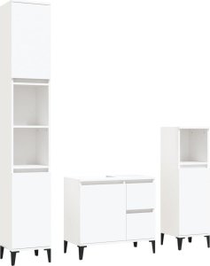 vidaXL Zestaw 3 szafek łazienkowych, biały, materiał drewnopochodny 2