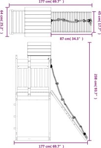 vidaXL Domek ze ścianką wspinaczkową dla dzieci, drewno daglezjowe 8