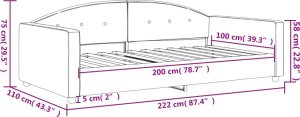 vidaXL Sofa z funkcją spania, czarna, 100x200 cm, obita aksamitem 8