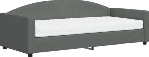 vidaXL Sofa z materacem do spania, ciemnoszara, 90x200 cm, tkanina 2