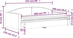 vidaXL Sofa z materacem do spania, jasnoszara, 100x200 cm, tkanina 12