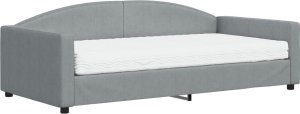 vidaXL Sofa z materacem do spania, jasnoszara, 100x200 cm, tkanina 2