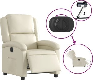 vidaXL Elektryczny fotel rozkładany, kremowy, obity sztuczną skórą 6