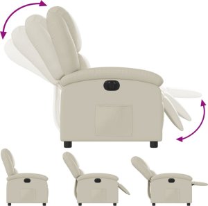 vidaXL Elektryczny fotel rozkładany, kremowy, obity sztuczną skórą 7