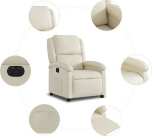 vidaXL Elektryczny fotel rozkładany, kremowy, obity sztuczną skórą 8