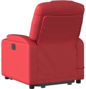 vidaXL Podnoszony fotel masujący, rozkładany, czerwony, ekoskóra 5