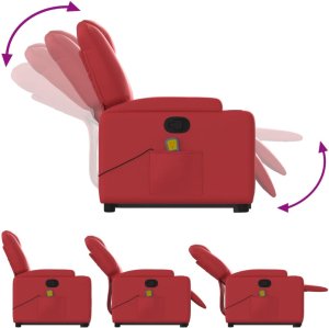 vidaXL Podnoszony fotel masujący, rozkładany, czerwony, ekoskóra 7