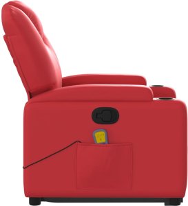 vidaXL Podnoszony fotel masujący, rozkładany, czerwony, ekoskóra 10