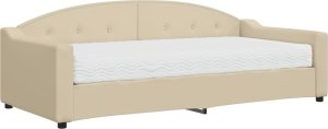 vidaXL Sofa z materacem do spania, kremowa, 90x200 cm, tkanina 2