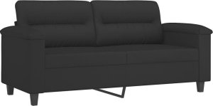 vidaXL 2-osobowa sofa z poduszkami, czarna, 140 cm, mikrofibra 4