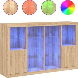 vidaXL Szafki z oświetleniem LED, 3 szt., dąb sonoma 2