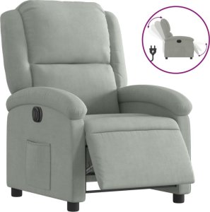 vidaXL Elektryczny fotel rozkładany, jasnoszary, obity aksamitem 2