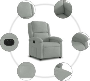 vidaXL Elektryczny fotel rozkładany, jasnoszary, obity aksamitem 7