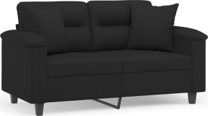 vidaXL 2-osobowa sofa z poduszkami, czarna, 120 cm, mikrofibra 2