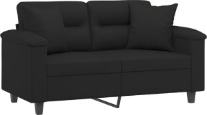 vidaXL 2-osobowa sofa z poduszkami, czarna, 120 cm, mikrofibra 3