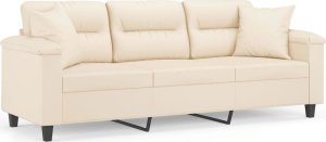 vidaXL 3-osobowa sofa z poduszkami, beżowa, 180 cm, mikrofibra 2
