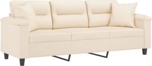 vidaXL 3-osobowa sofa z poduszkami, beżowa, 180 cm, mikrofibra 3