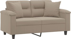 vidaXL 2-osobowa sofa z poduszkami, kolor taupe, 120 cm, mikrofibra 3
