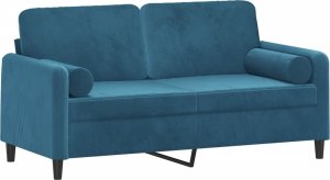 vidaXL 2-osobowa sofa z poduszkami, niebieska, 140 cm, aksamit 3