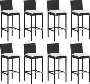 vidaXL 9-cz. zestaw mebli barowych z poduszkami, czarny, polirattan 4