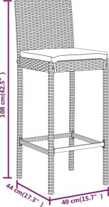 vidaXL 9-cz. zestaw mebli barowych z poduszkami, czarny, polirattan 8