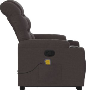 vidaXL Podnoszony fotel masujący, rozkładany, ciemnobrązowy, tkanina 9