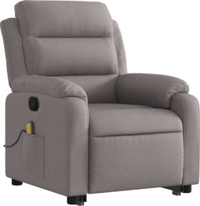 vidaXL Podnoszony fotel masujący, rozkładany, kolor taupe, tkanina 3