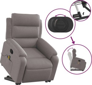 vidaXL Podnoszony fotel masujący, rozkładany, kolor taupe, tkanina 5