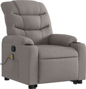 vidaXL Podnoszony fotel masujący, rozkładany, kolor taupe, tkanina 4