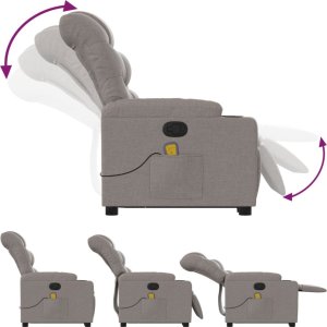 vidaXL Podnoszony fotel masujący, rozkładany, kolor taupe, tkanina 7