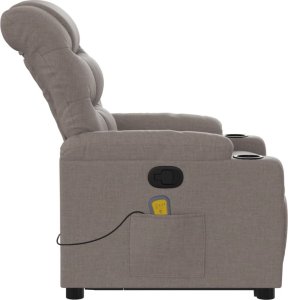 vidaXL Podnoszony fotel masujący, rozkładany, kolor taupe, tkanina 10