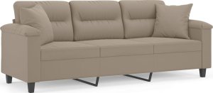 vidaXL 3-osobowa sofa z poduszkami, kolor taupe, 180 cm, mikrofibra 2