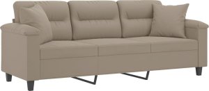 vidaXL 3-osobowa sofa z poduszkami, kolor taupe, 180 cm, mikrofibra 3