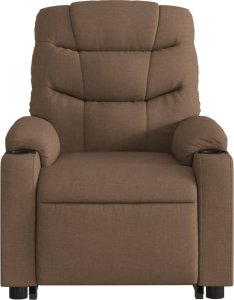 vidaXL Podnoszony fotel masujący, rozkładany, brązowy, obity tkaniną 9