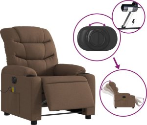 vidaXL Rozkładany fotel masujący, elektryczny, brązowy, tkanina 5