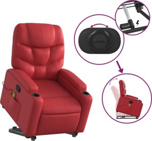 vidaXL Podnoszony fotel masujący, rozkładany, czerwony 6