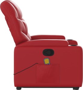 vidaXL Podnoszony fotel masujący, rozkładany, czerwony 10