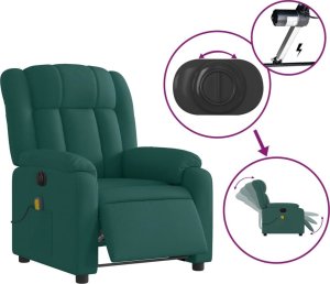 vidaXL Rozkładany fotel masujący, elektryczny, ciemnozielony, tkanina 5