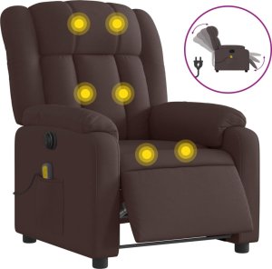 vidaXL Rozkładany fotel masujący, elektryczny, ciemny brąz, tkanina 2