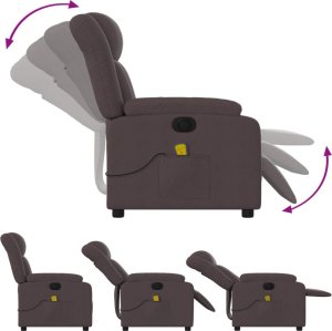 vidaXL Rozkładany fotel masujący, elektryczny, ciemny brąz, tkanina 7