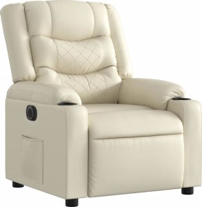 vidaXL Elektryczny fotel rozkładany, kremowy, obity sztuczną skórą 3