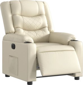 vidaXL Elektryczny fotel rozkładany, kremowy, obity sztuczną skórą 4