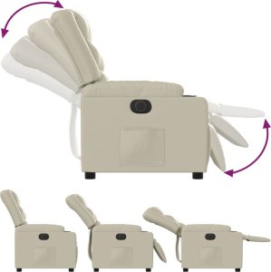 vidaXL Elektryczny fotel rozkładany, kremowy, obity sztuczną skórą 7