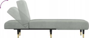 vidaXL Szezlong, jasnoszary, tapicerowany aksamitem 6