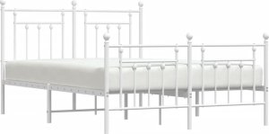 vidaXL Metalowa rama łóżka z wezgłowiem i zanóżkiem, biała, 140x200 cm 4