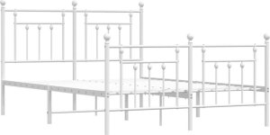 vidaXL Metalowa rama łóżka z wezgłowiem i zanóżkiem, biała, 140x200 cm 5